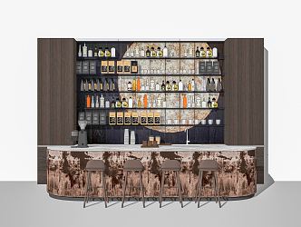 Modern Bar Chair Combination Bar Chair Combination Bar Front Desk Counter Bar Service Desk Console 3d model