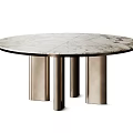 Poliform Adrien Round Dining Table Marble Dining Table Metal Dining Table 3d model