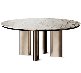 Poliform Adrien Round Dining Table Marble Dining Table Metal Dining Table 3d model