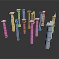Classical Architectural Columns In Various Styles With Decorative Tops And Bases