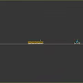 Yellow Striped And Green Trucks On Road With Pink Edges White Dashed Lines