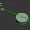 Handcrafted Wooden Banjo Instrument with Round Resonator Body and Fretboard Neck Featuring Metal Strings