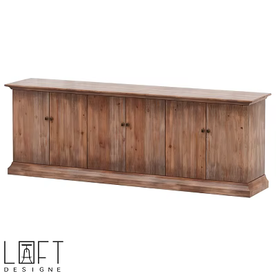 Rustic Wooden Sideboard With Multiple Cabinet Doors And Storage Space 3d model