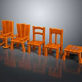 Wooden Leisure Chairs In Various Styles With Classic Design And Matching Stools