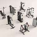 Various Types of Fitness Equipment Including Barbell Racks Multi Functional Trainers Benches and Abdominal Boards