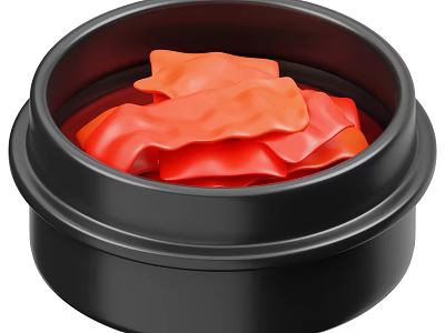 Fresh Red Food Slices Served in Black Bowl with Vibrant Color and Texture 3d model