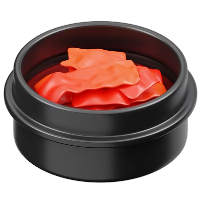 Fresh Red Food Slices Served in Black Bowl with Vibrant Color and Texture 3d model