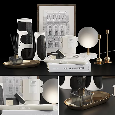 Modern Decorative Ornament Set With Vases Diffusers Candles Books Trays And Lamps 3d model