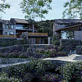 Boutique Guesthouse Building With Terraced Garden Stone Walls And Wooden Accents