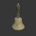 Vintage Metal Bell With Polished Wooden Handle And Shiny Rounded Body