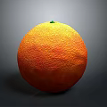 Fresh Ripe Orange With Textured Skin And Green Stem Isolated On Gray Background