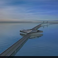 Modern Cross Sea Bridge Architecture Featuring Blue Ocean And Sky View 3d model