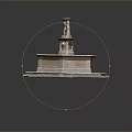 Hexagonal Stone Fountain With Central Statue And Water Basin Design