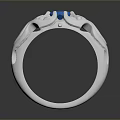 Metal Crafting Tools Make Silver Ring With Blue Gemstone And Hollow Pattern 3d model