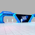 Tencent Cloud Conference Exhibition Booth With Blue Design Human Figures And Data Theme 3d model