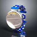 Stylish Blue Electronic Watch With Perforated Strap And Round Dial Design