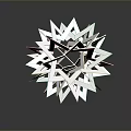 White Geometric 3D Origami Art Structure With Black Background And Reflection