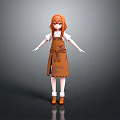 Game and Movie Character With Orange Hair Brown Apron White Top Arms Outstretched