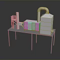 3D Industrial Equipment Model With Pipes Ladder And Metal Support Platform
