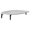 Modern Oval Coffee Table With White Marble Top And Black Legs 3d model