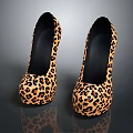 Leopard Print High Heels Fashionable Women's Shoes With Stylish Design And Black Soles