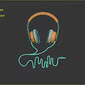 Wired Computer Headphones With Orange Frame White Ear Cups Gray Background And Reflection