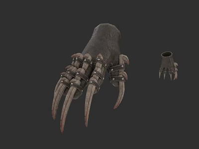 Beast Claw Design Weapon With Sharp Metal Talons And Straps Accessory 3d model