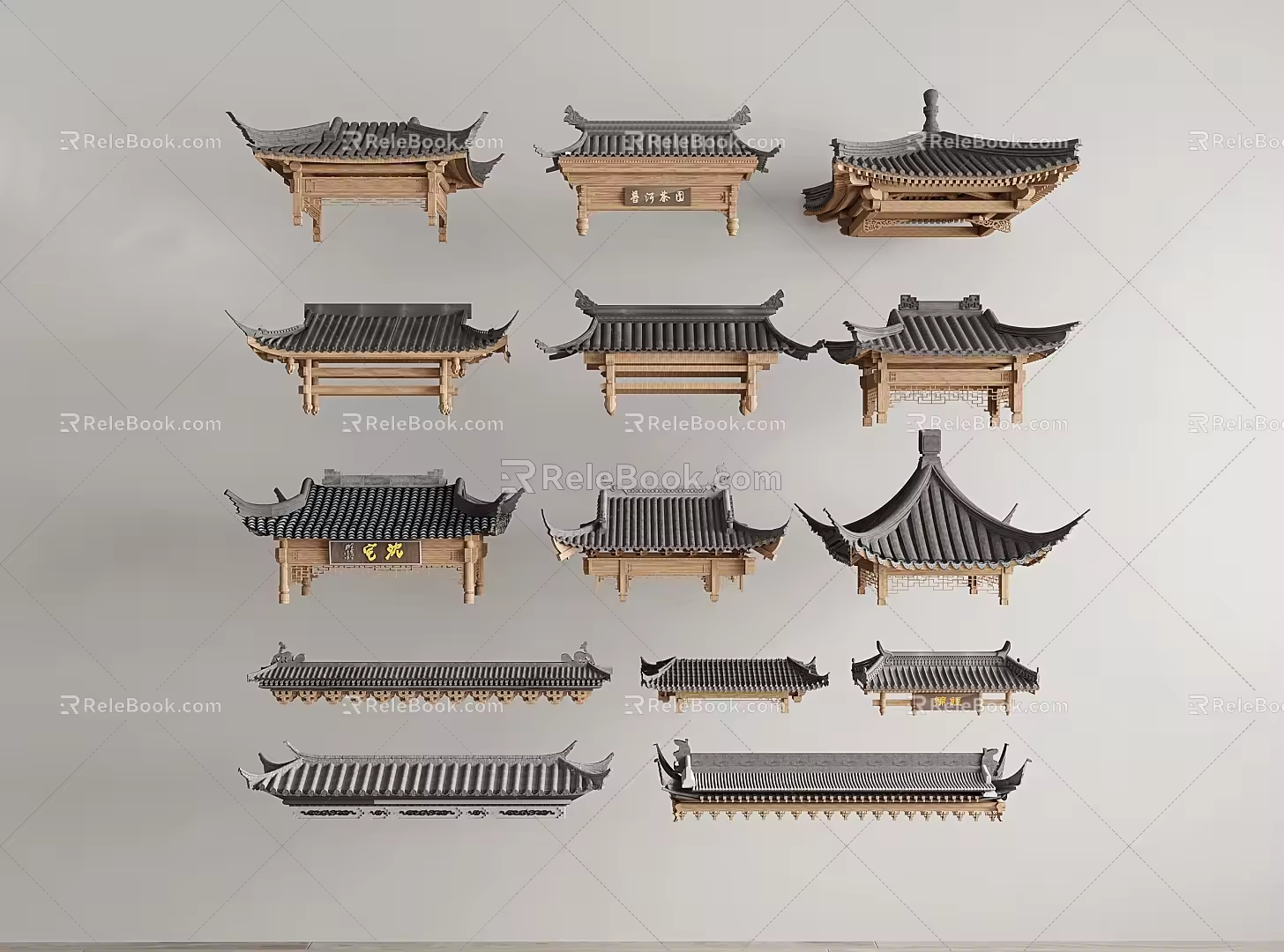Building structure eaves ancient building door head eaves eaves line roof tile pavilion 3d model