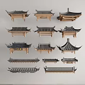 Building structure eaves ancient building door head eaves eaves line roof tile pavilion 3d model