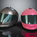Modern Stylish Full Face Helmets Silver Carbon Fiber And Pink With Transparent Visors