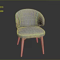 Silver Woven Leisure Chair with Curved Backrest and Light Wooden Legs