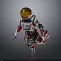 White And Red 3D Astronaut Model With Orange Helmet And Number 03