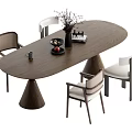 Middle-style dining tables and chairs 3d model