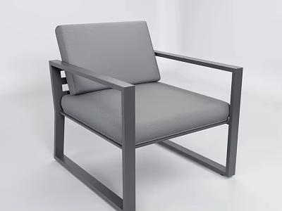 Modern Gray Single Sofa With Metal Frame Square Armrests And Upholstered Design 3d model