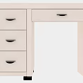 Modern Beige Dressing Table With Three Drawers And Metal Handles On Casters