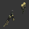 Double Butterfly Knife Weapon With Black Gold Accents And Green Glowing Blade Design