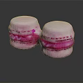 Two Pink Macarons Connected With Sweet Pink Filling And Smooth Icing Surface