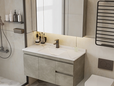 Modern Simple Grey Bathroom Cabinet Washstand model