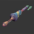 Decorative Blue And Gold Weapon With Intricate Design And Detachable Part