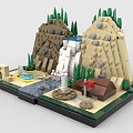 LEGO Toy Scene Yellowstone Waterfall Pool 3d model