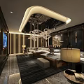 Modern Luxury KTV Lounge Interior With Comfortable Sofas And Stylish Chandeliers 3d model