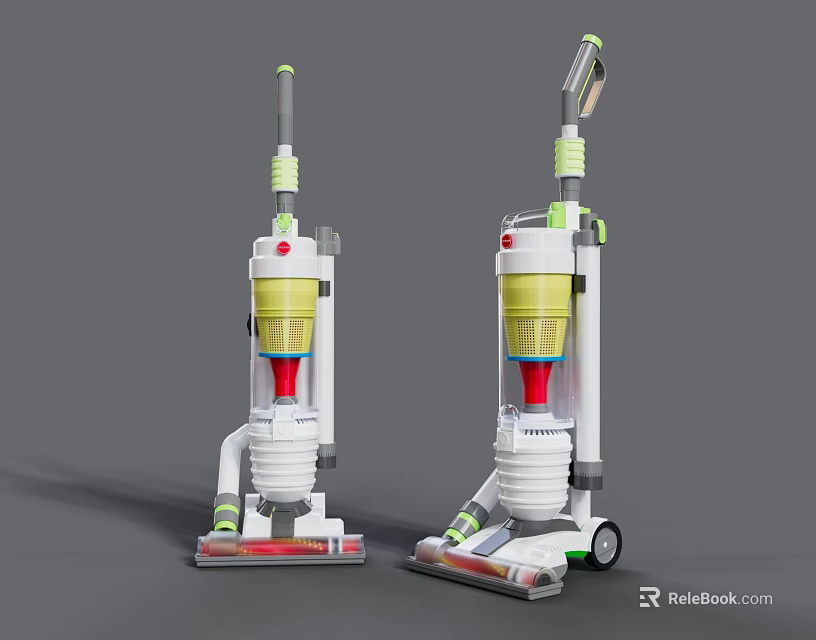 Modern Upright Vacuum Cleaners With Yellow Tank For Daily Home Use 3d model 