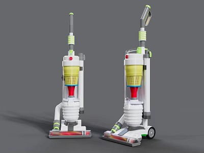 Modern Upright Vacuum Cleaners With Yellow Tank For Daily Home Use 3d model