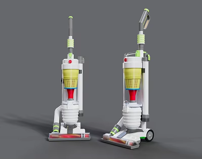 Modern Upright Vacuum Cleaners With Yellow Tank For Daily Home Use 3d model