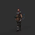 Game Movie Character With Red Hair Armor And Bow Equipment Design