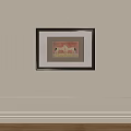 Black Framed Animal Painting With Two Horses On Beige Wall Minimalist Style