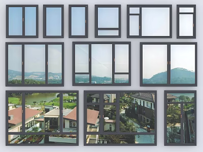 Casement Windows Various Design Styles For Residential Buildings With Exterior And Interior Views 3d model