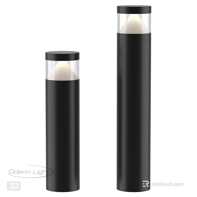 Modern Black Column Outdoor Lights With Transparent Top Shade Design 3d model 