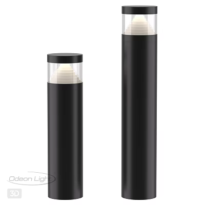 Modern Black Column Outdoor Lights With Transparent Top Shade Design 3d model