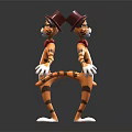 Cartoon Tiger Character Wearing Red Hat Bow Tie Front Back Views Striped Outfit